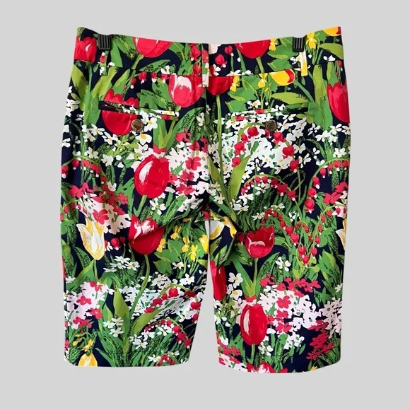 Tory Burch Shorts Womens Floral Tulip Bermuda Shorts Pockets Stretch - Picture 2 of 5